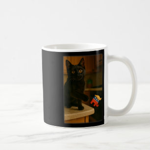 Cat Knocking Trump Off Counter Table Ledge Funny  Coffee Mug