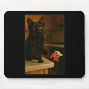 Cat Knocking Trump Off Counter Table Ledge Funny Mouse Pad