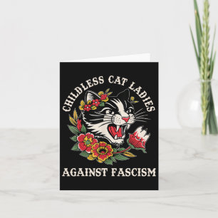 Cat Ladies Against Fascism Funny Cat Feminist 2  Card