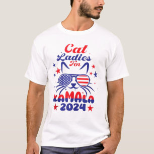 Cat Ladies For Harris 2024 USA America T-Shirt