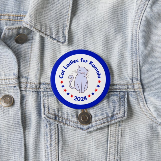 Cat Ladies for Kamala 2024 Election 3 Inch Round Button (In Situ)