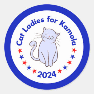 Cat Ladies for Kamala 2024 Election Classic Round Sticker