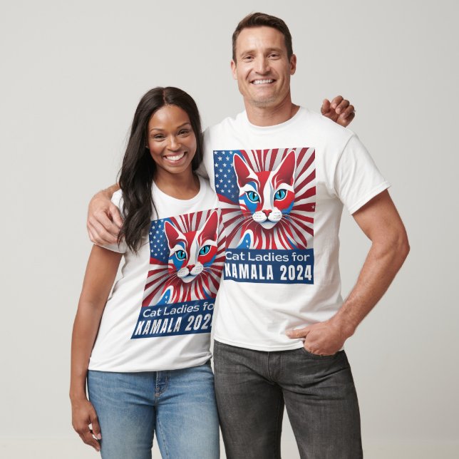 Cat Ladies For Kamala 2024 Starburst T-Shirt (Unisex)