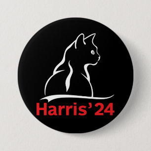 Cat Ladies for Kamala Cat 2024 President Kamala 3 Inch Round Button