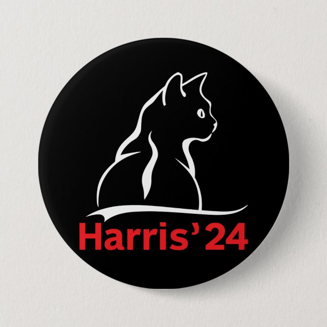 Cat Ladies for Kamala Cat 2024 President Kamala  3 Inch Round Button (Front)