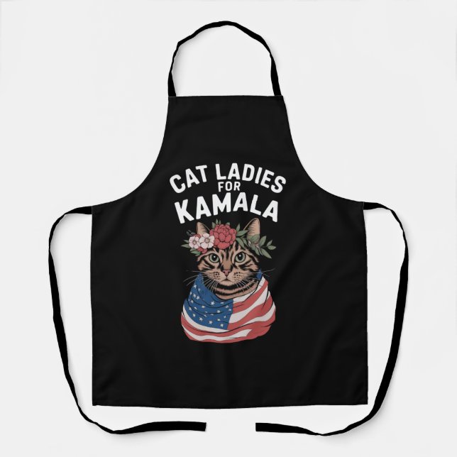 Cat Ladies For Kamala Cat Lady Harris Election Apron (Front)