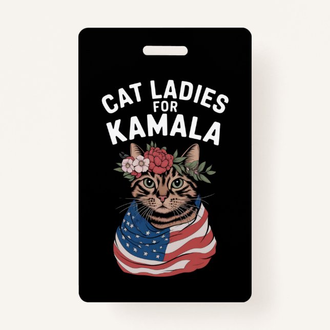 Cat Ladies For Kamala Cat Lady Harris Election Badge (Front)