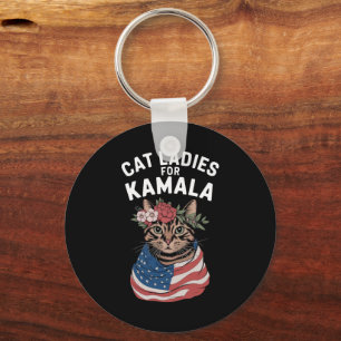 Cat Ladies For Kamala Cat Lady Harris Election Keychain