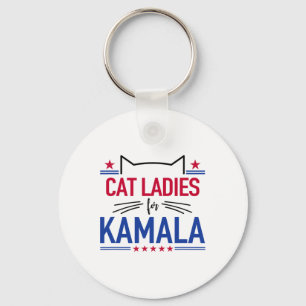 Cat Ladies For Kamala Funny Cat 2024 President Kam Keychain
