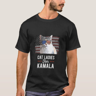 Cat Ladies for Kamala Funny Cat 2024 President Kam T-Shirt