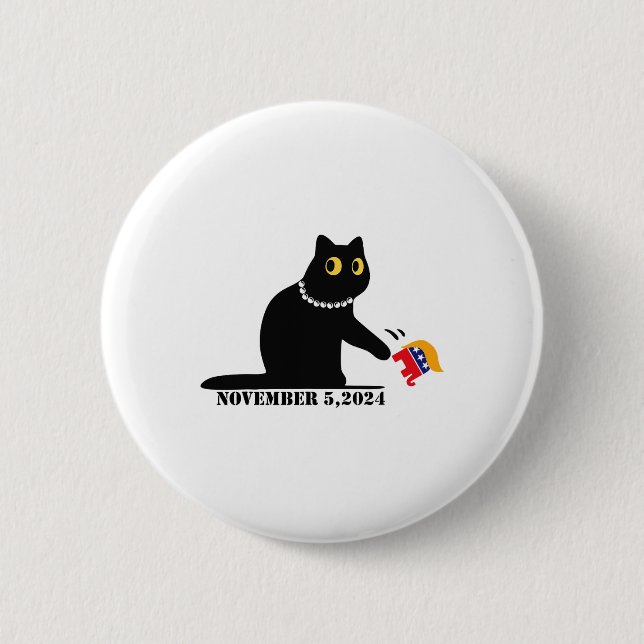Cat Ladies For Kamala Harris 2024  2 Inch Round Button (Front)