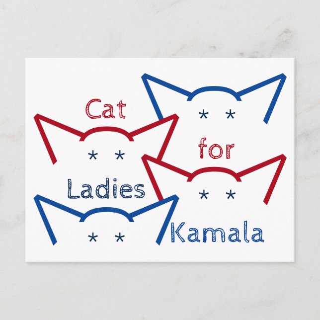 Cat Ladies for Kamala Harris Ears ASCII Art Postcard (Front)