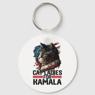 Cat Ladies For Kamala Harris Funny Cat 2  Keychain