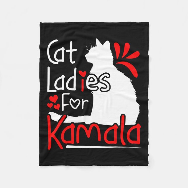 Cat Ladies For Kamala Silhouette Graphic  Fleece Blanket (Front)