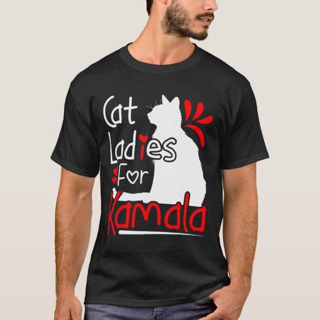 Cat Ladies For Kamala Silhouette Graphic  T-Shirt (Front)