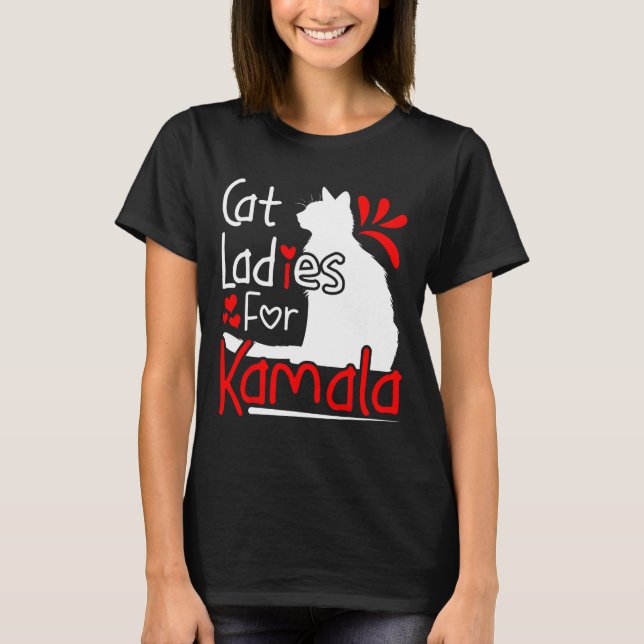Cat Ladies For Kamala Silhouette Graphic  T-Shirt (Front)
