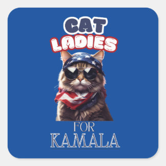 Cat Ladies For Kamala USA Square Sticker