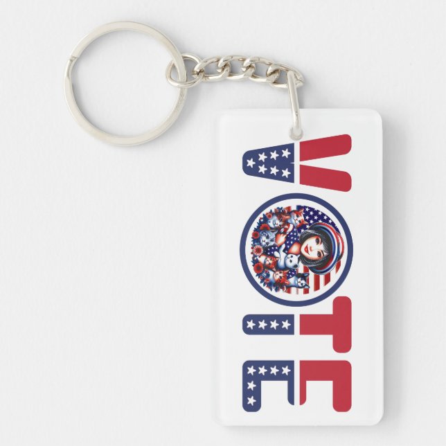 Cat Ladies for Kamala Vote Keychain (Front)