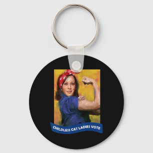 Cat Ladies Vote Kamala 2024 Rosie The Riveter  Keychain