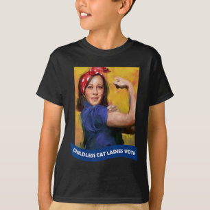 Cat Ladies Vote Kamala 2024 Rosie The Riveter  T-Shirt