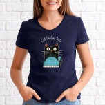 Cat Ladies Vote Script Feminist Rustic Cute Bold T-Shirt<br><div class="desc">“Cat ladies vote”. Stand proud and share your support for Kamala Harris with this cute, fun, graphic, patriotic t-shirt. A cute rustic country cat illustration in black, red, white and turquoise blue and white handwritten script typography overlay a navy blue or other colour background shirt. Prove Vance wrong, proudly celebrate...</div>