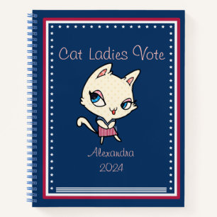 Cat Ladies Vote Script Funny Bold Cute Feminist Notebook