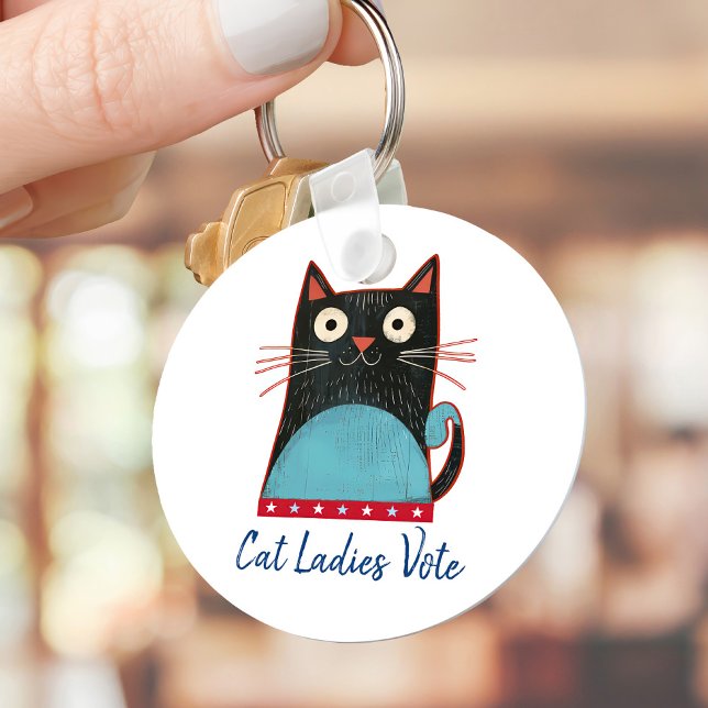 Cat Ladies Vote Script Rustic Bold Cute Patriotic Keychain (Creator Uploaded)