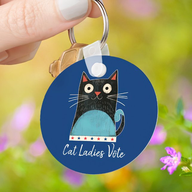 Cat Ladies Vote Script Rustic Cute Bold Election Keychain (Creator Uploaded)