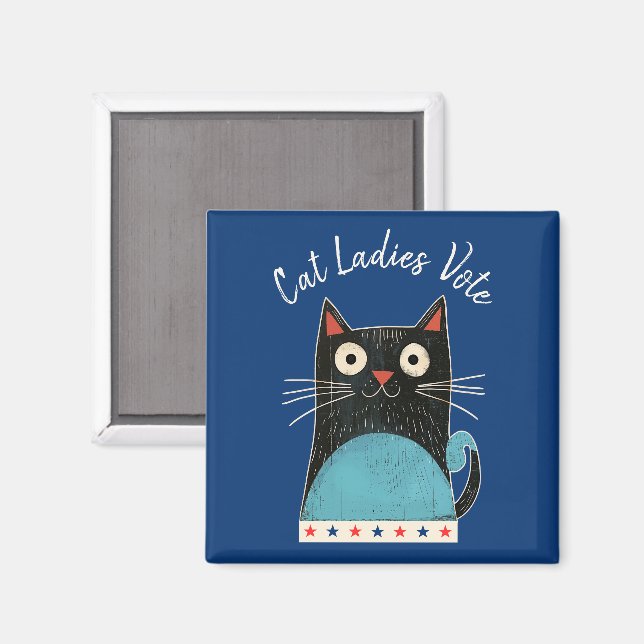 Cat Ladies Vote Script Rustic Feminist Cute Bold Magnet (Front/Back)