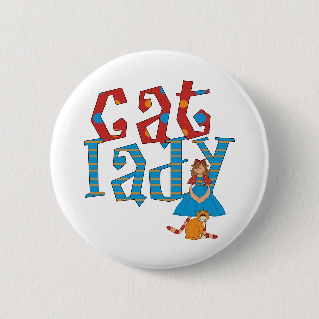 Cat Lady 2 Inch Round Button (Front)