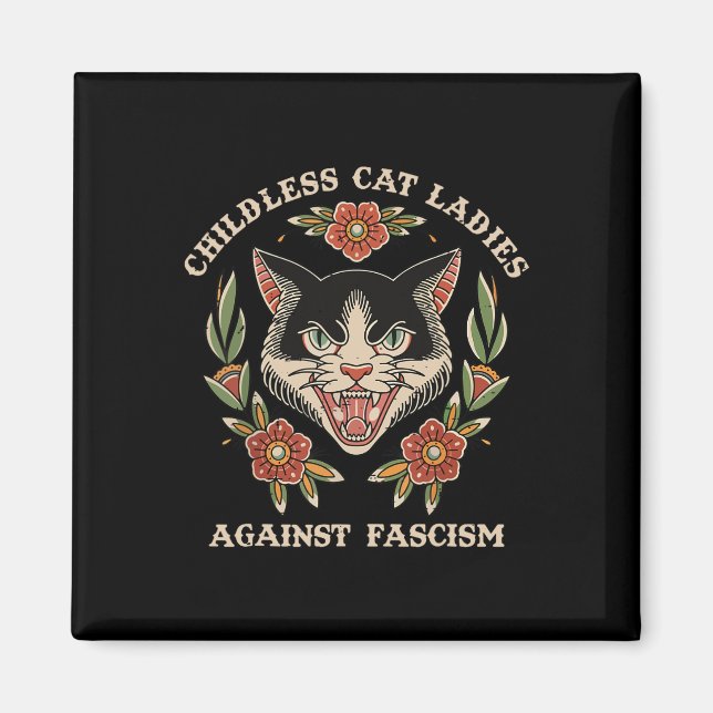 Cat Lady Against Fascism Feminist Funny Cat 2024  Magnet (Front)