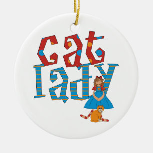 Cat Lady Ceramic Ornament