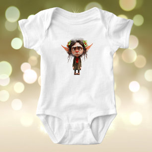 Cat Lady Christmas Elf Baby Bodysuit