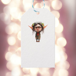 Cat Lady Christmas Elf White Gift Tags