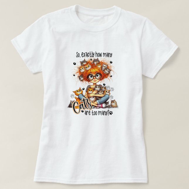 Cat Lady Cute Typography Womens T-Shirt (Design Front)