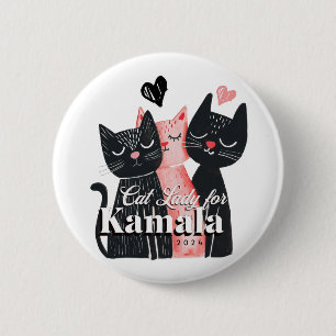 Cat Lady for Kamala Harris 2024 2 Inch Round Button