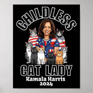Cat Lady For Kamala Harris Funny Election 2024 Poster