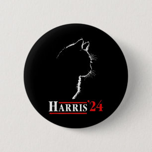 Cat Lady For Kamala Harris President Biden 24  2 Inch Round Button