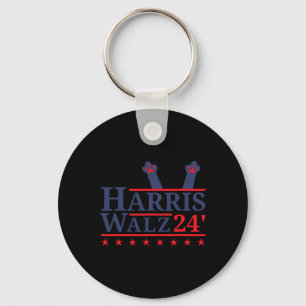 Cat Lady For Kamala Harris Tim Walz 2024 Election Keychain
