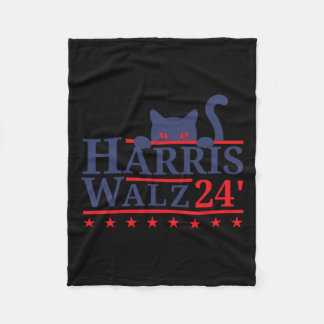 Cat Lady For Kamala Harris Tim WAlzheimer 2024  Fleece Blanket