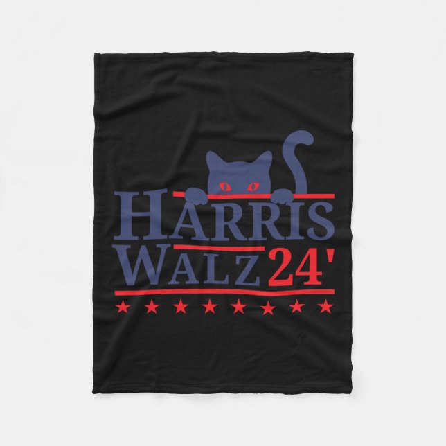 Cat Lady For Kamala Harris Tim WAlzheimer 2024  Fleece Blanket (Front)