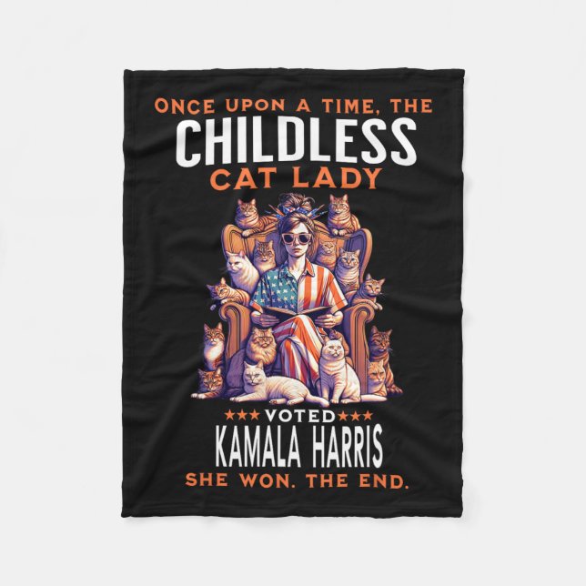Cat Lady Funny Kamala Harris 2024 Cat Owner  Fleece Blanket (Front)