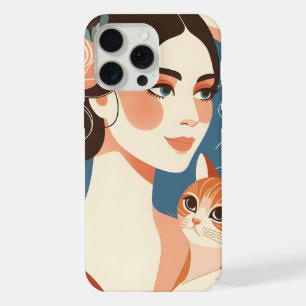 Cat Lady Graphic Illustration iPhone 15 Pro Max Case
