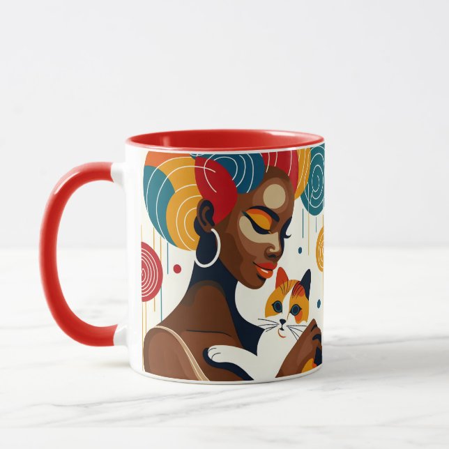 Cat Lady Graphic Illustration Mug (Left)