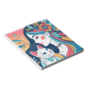 Cat Lady Graphic Illustration Notepad