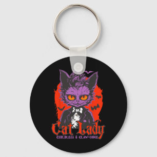 Cat Lady Halloween Feminist Childless Cat Ladies H Keychain