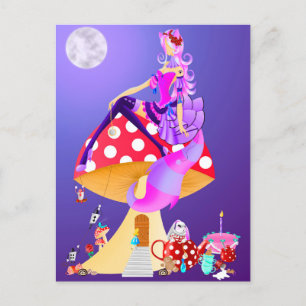 Cat lady in Moonlight  Postcard