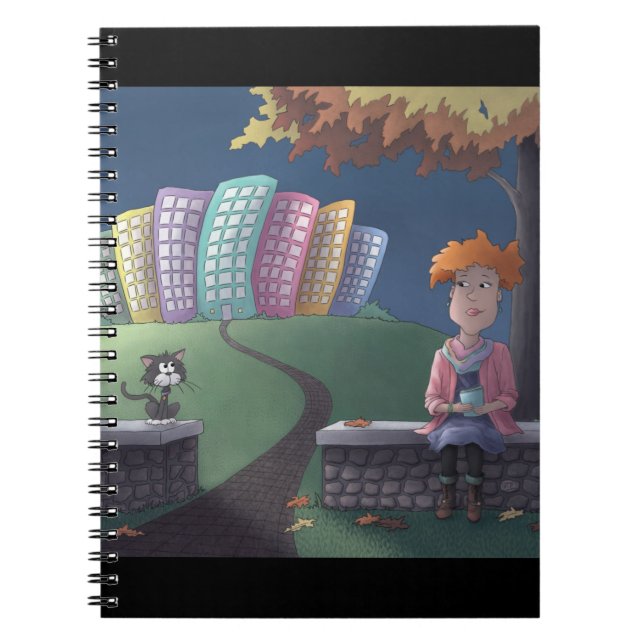 Cat Lady in the park Notebook (Front)