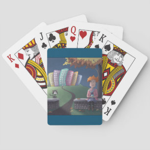 Cat Lady in the park Playing Cards