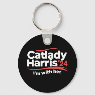 Cat Lady Kamala Harris 2024 I'm With Her Keychain